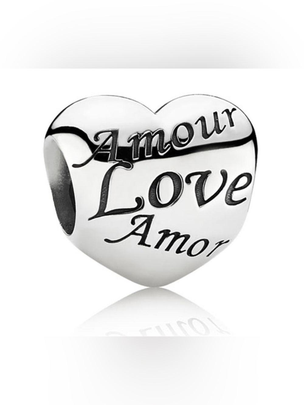 Authentic Pandora Retired Language of Love Heart Charm S925 Ale Sterling Silver